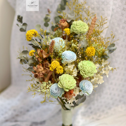 森林祝福．森林系新娘捧花．拍婚紗照花束．直式乾燥花花束．客製品 第2張的照片