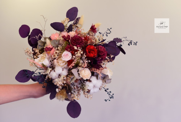 Ｌｏｖｉｎｇ　ＹＯＵ．古典系新娘捧花．拍婚紗照捧花．乾燥花花束．情人節禮物 第2張的照片