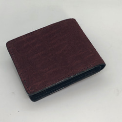 象革2つ折り財布（コインポケット有り）ワインレッド　PFP 1 2枚目の画像