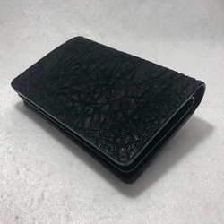象革2つ折り財布（ミドルサイズ）ブラック（象革）/ブラック（内牛革） 1枚目の画像