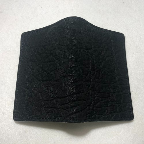 象革2つ折り財布（ミドルサイズ）ブラック（象革）/ブラック（内牛革） 4枚目の画像