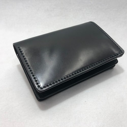 コードバン２つ折り財布　ブラック （ミドルサイズ） 2枚目の画像