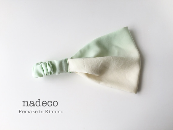 和服頭巾（白×薄荷綠，櫻花） 第3張的照片