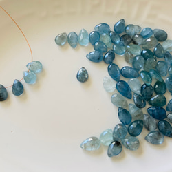 天然石 モスアクアマリン ペアシェイプ ビーズ 4石 天然石 atelier N