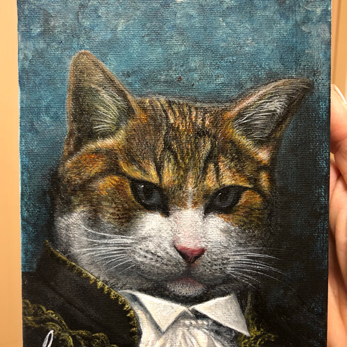 オーダーメイド 中世バロック絵画風猫のミニ肖像画オーダー品 オーダーメイド 中世バロック絵画風猫のミニ肖像画オーダー品