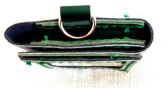 パスケース(糸緑、マチ緑、カード部分緑) 3枚目の画像