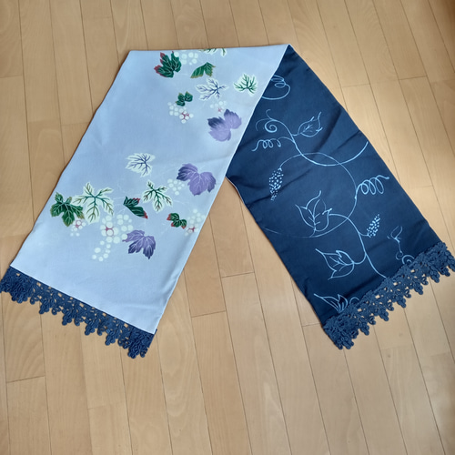 リバーシブル 正絹 ショール 着物に洋服にも 紅型染めショール