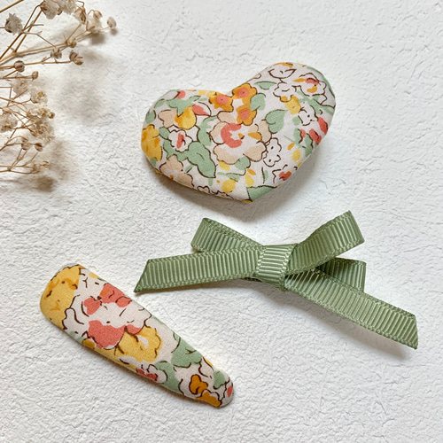 新作♡ リバティ　ハートのパッチンピン ハートリバティ୨୧パッチンピンセット ベビー服