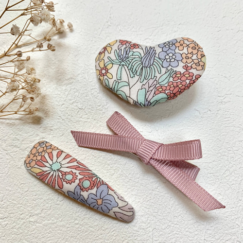 リバティハート୨୧パッチンピンセット ベビー服 tsumuribbon୨୧