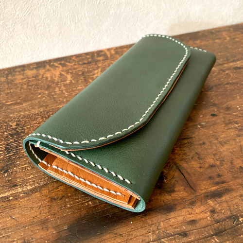 トップブランドのファッション 本革長財布【グリーン】マグネットタイプ High☆village 長財布 小物