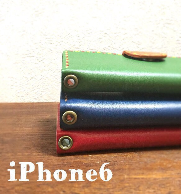 皮革iPhone6​​ [藍]手帳式兩折皮套 第3張的照片