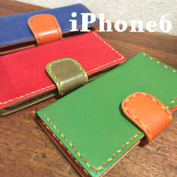 皮革iPhone6​​ [藍]手帳式兩折皮套 第4張的照片