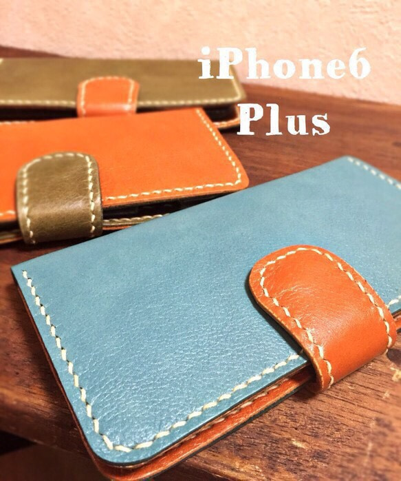 [麥類預訂]皮革iPhone6​​Plus·天藍筆記本式兩折皮套 第4張的照片