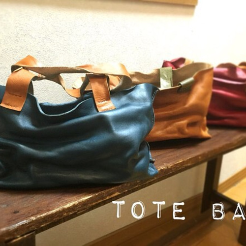 本革くったりトートバッグ・キャメルレザー トートバッグ High