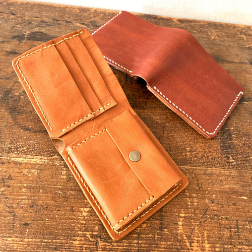 本革 二つ折り 財布 【キャメル】 二つ折り財布 High☆village