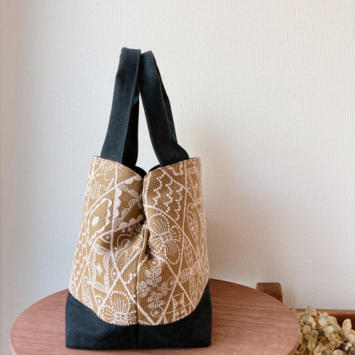 ハンドメイド ミナペルホネン 巾着トートバッグ シンフォニー