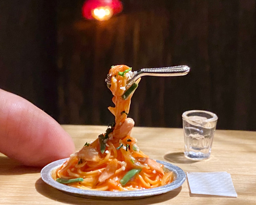 ミニチュア【銀皿ナポリタン（持ち上げ）】（観賞用） その他置物 いろ