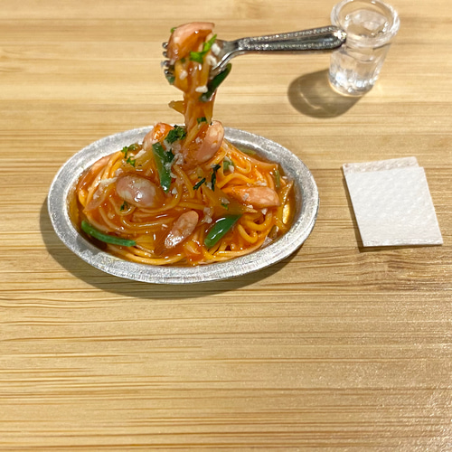 ミニチュア【銀皿ナポリタン（持ち上げ）】（観賞用） その他置物 いろ