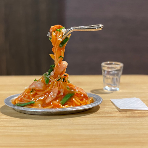 ミニチュア【銀皿ナポリタン（持ち上げ）】（観賞用） その他置物 いろ