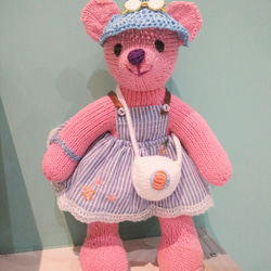 熊愛*Chris*熊粉紅*手工編織泰迪熊knitted teddy bearテディベア玩偶娃娃收藏訂製 第1張的照片