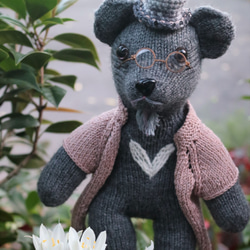 熊愛*熊爺*手工編織泰迪熊台灣黑熊knitted teddy bearテディベア玩偶娃娃收藏訂製 第3張的照片