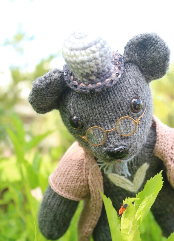 熊愛*熊爺*手工編織泰迪熊台灣黑熊knitted teddy bearテディベア玩偶娃娃收藏訂製 第2張的照片