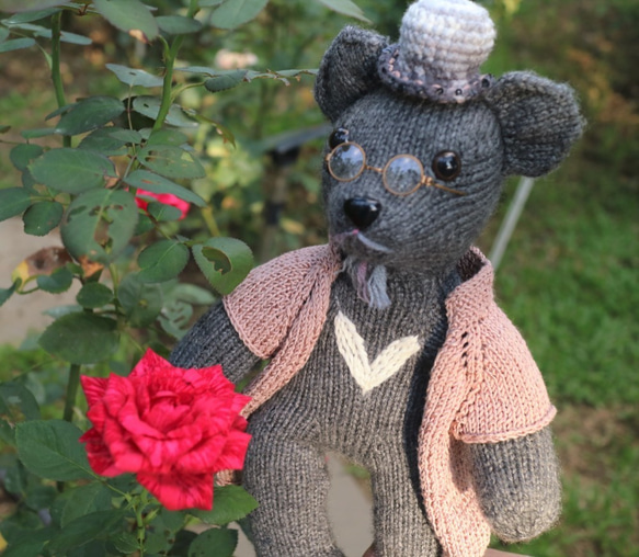 熊愛*熊爺*手工編織泰迪熊台灣黑熊knitted teddy bearテディベア玩偶娃娃收藏訂製 第6張的照片