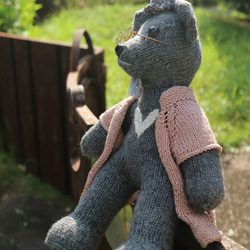 熊愛*熊爺*手工編織泰迪熊台灣黑熊knitted teddy bearテディベア玩偶娃娃收藏訂製 第9張的照片