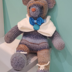 熊愛*熊壯*手工編織泰迪熊熊寶寶knitted teddy bearテディベア玩偶娃娃收藏訂製 第3張的照片