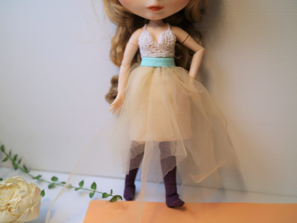 娃娃Blythe小布bjd六分娃手工服飾組含比基尼上衣網紗裙高筒襪接受訂製 第2張的照片