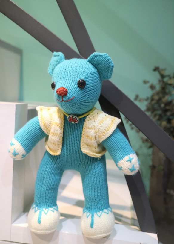 Bear love Alex bear Xiaoguai 手作りニットテディベア ニットテディベアテディベア 6枚目の画像