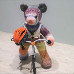 Bear Love Bike Hand Knitted Teddy Bear Knitted Teddy Bear テディベア 4枚目の画像