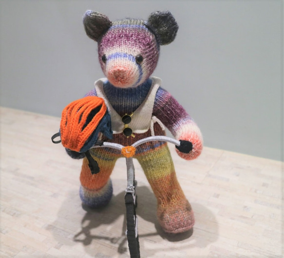 Bear Love Bike Hand Knitted Teddy Bear Knitted Teddy Bear テディベア 4枚目の画像