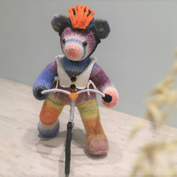 Bear Love Bike Hand Knitted Teddy Bear Knitted Teddy Bear テディベア 6枚目の画像