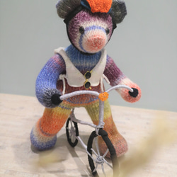 熊愛腳踏車手手工編織泰迪熊熊娃knitted teddy bearテディベア玩偶娃娃收藏訂製 第9張的照片