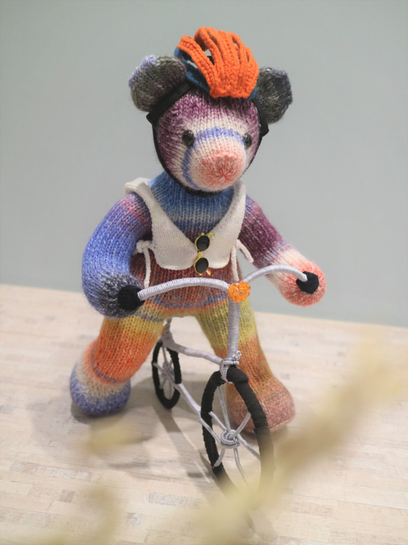 Bear Love Bike Hand Knitted Teddy Bear Knitted Teddy Bear テディベア 9枚目の画像