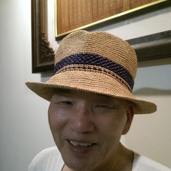 hat for man手工鉤針編織遮陽帽拉菲亞草帽米色男帽紳士帽情侶帽父親節禮物生日禮物情人節禮物交換禮物客製訂製定製 第9張的照片