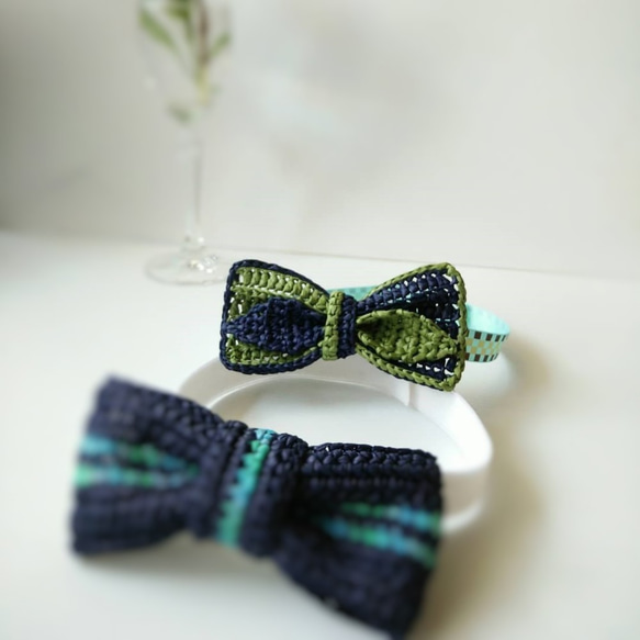 bow tie手工編織鉤針手作領結蝴蝶結深藍色綠色撞色領結生日禮物男士禮物時尚有型型男穿搭客製交換禮物聖誕禮物定訂製客製 第2張的照片