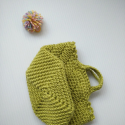 小さな人形エメラルドグリーンのトートバッグ手編みかぎ針編み手作りミニバッグ小銭入れキーバッグ場所小さなもの交換ギフト誕生日ギフト 4枚目の画像