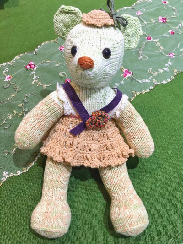 熊愛*Wendy*熊妞*手工編織泰迪熊knitted teddy bearテディベア玩偶娃娃收藏訂製 第1張的照片