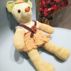 熊愛*Wendy*熊妞*手工編織泰迪熊knitted teddy bearテディベア玩偶娃娃收藏訂製 第2張的照片