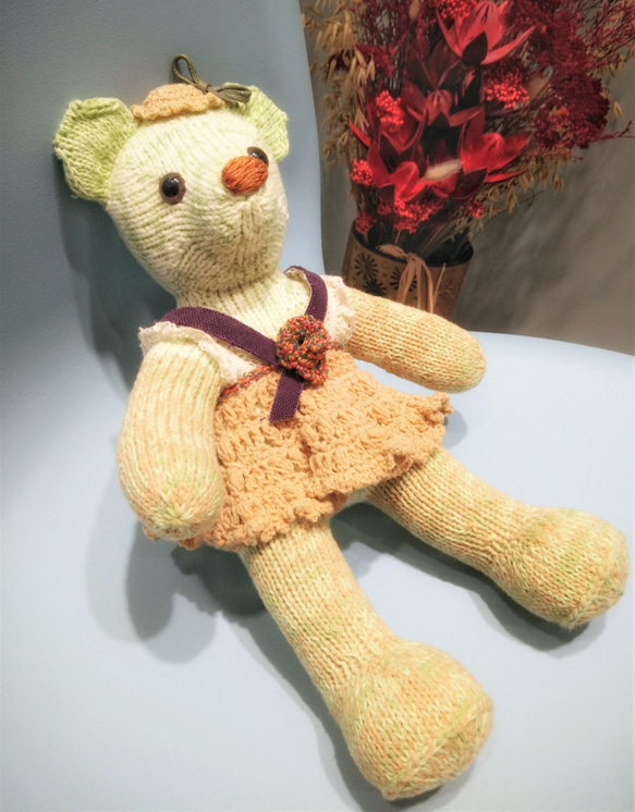 熊愛*Wendy*熊妞*手工編織泰迪熊knitted teddy bearテディベア玩偶娃娃收藏訂製 第2張的照片