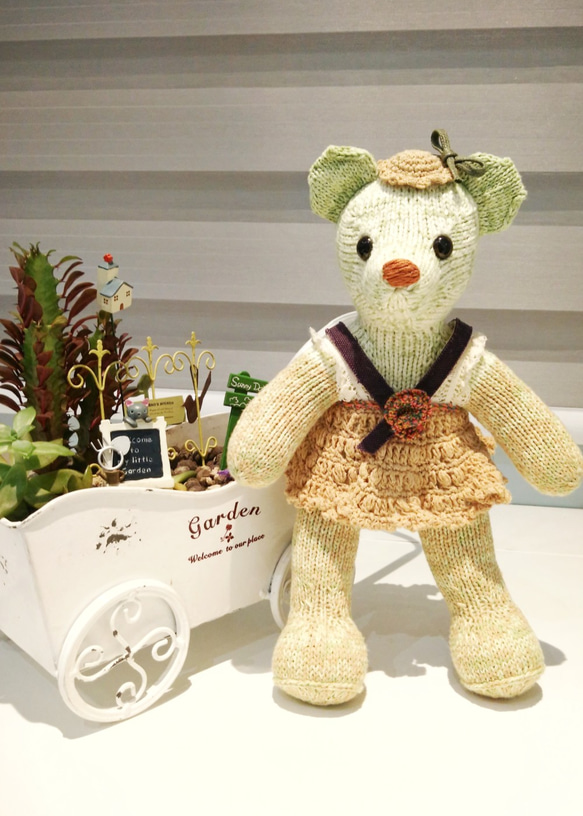 熊愛*Wendy*熊妞*手工編織泰迪熊knitted teddy bearテディベア玩偶娃娃收藏訂製 第5張的照片