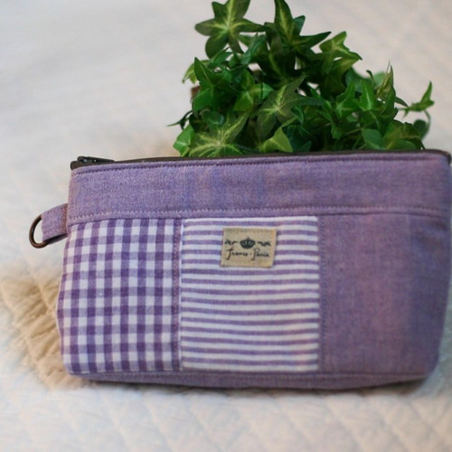 パッチワークポーチ 優しいパープル ポーチ harto 通販｜Creema  