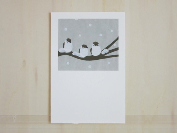 Post Card 4枚セット/P1_雪の中のすずめ 1枚目の画像
