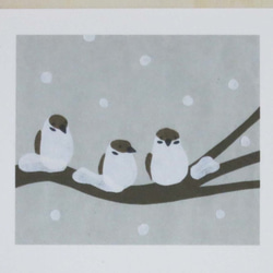 Post Card 4枚セット/P1_雪の中のすずめ 2枚目の画像