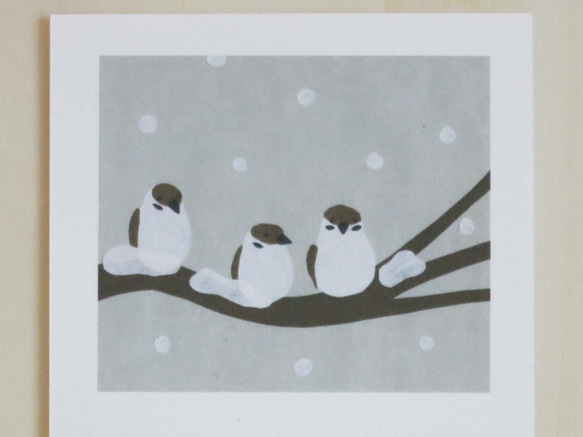 Post Card 4枚セット/P1_雪の中のすずめ 2枚目の画像