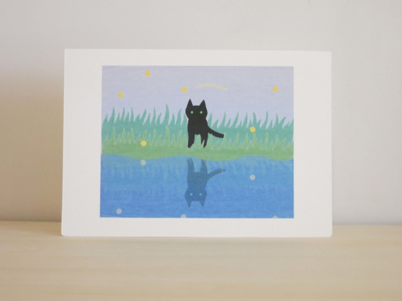 Greeting Card 3枚セット/G6_猫と蛍 1枚目の画像