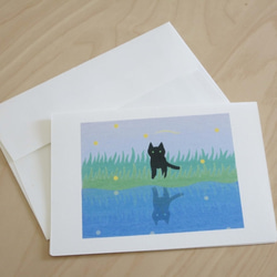 Greeting Card 3枚セット/G6_猫と蛍 2枚目の画像