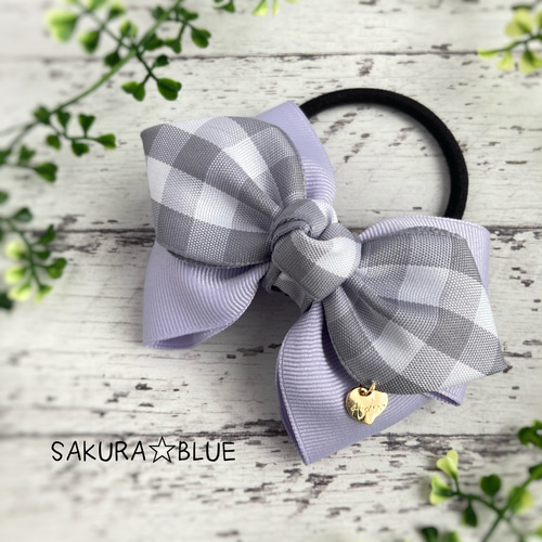 ひらひらminiりぼんギンガムチェック☆ヘアゴム